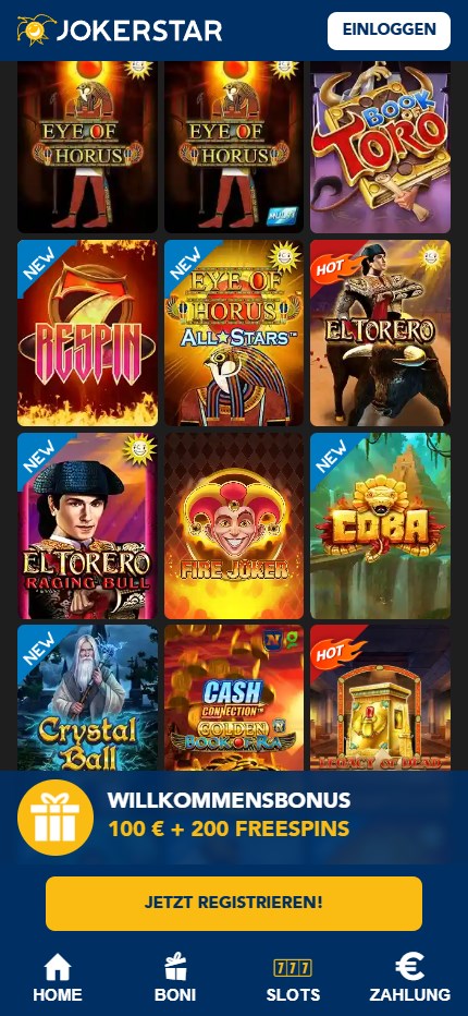 Jokerstar mobile lobby